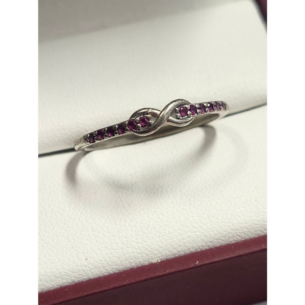 Sterling Silver Pink Ruby Infinity Ring Size 11.25